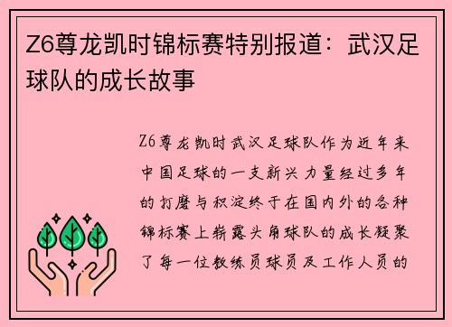 Z6尊龙凯时锦标赛特别报道：武汉足球队的成长故事