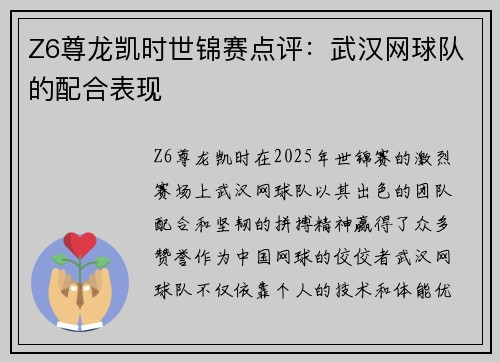 Z6尊龙凯时世锦赛点评：武汉网球队的配合表现
